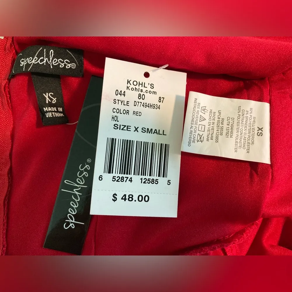 NWT - Junior’s XS -  Tiered Fit & Flare Lace Dress - Dark Red - Image 4