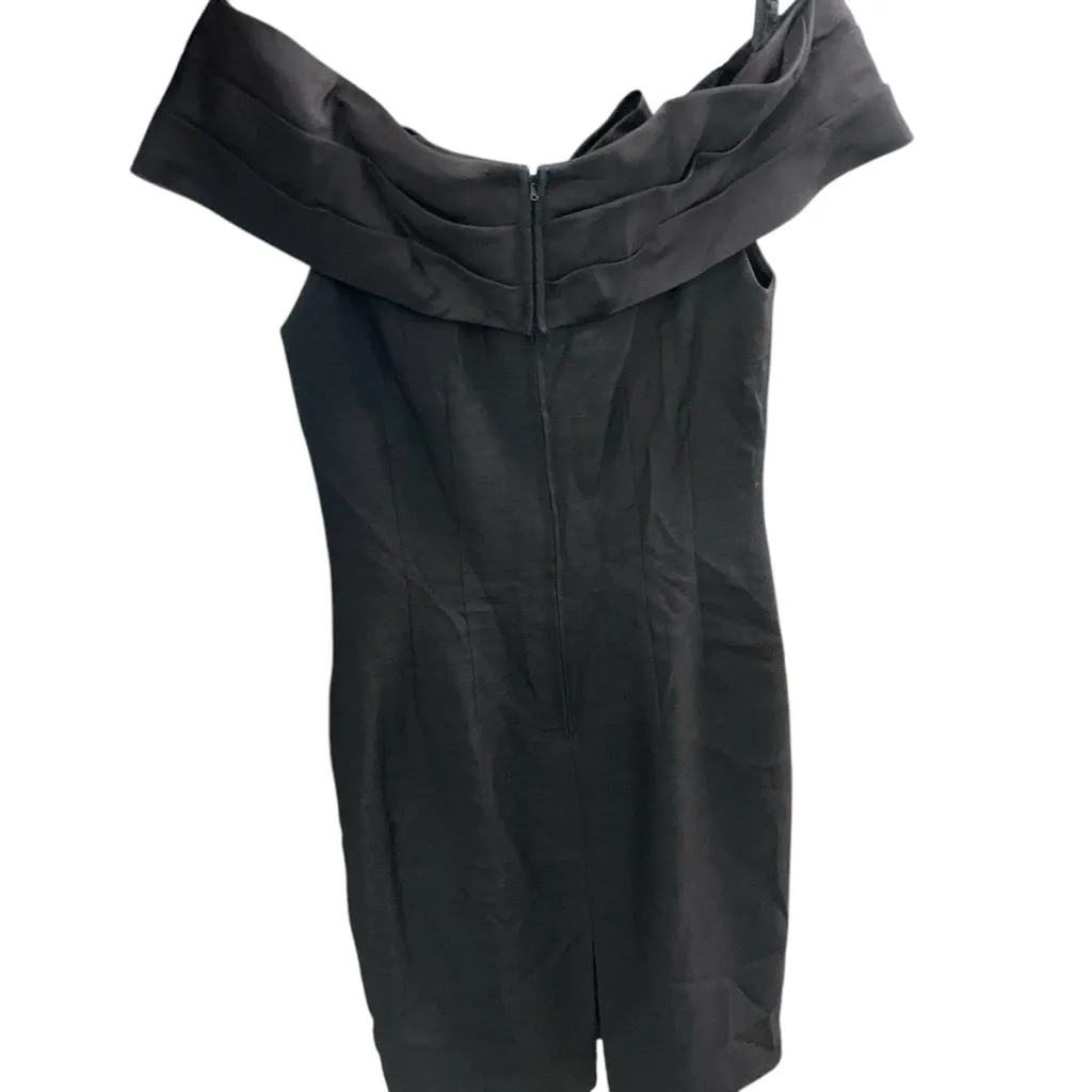 AJ Bari Vtg 90s Black Off the Shoulder Big‎ Bow Accent Cocktail Party Dress Sz 8 - Image 2