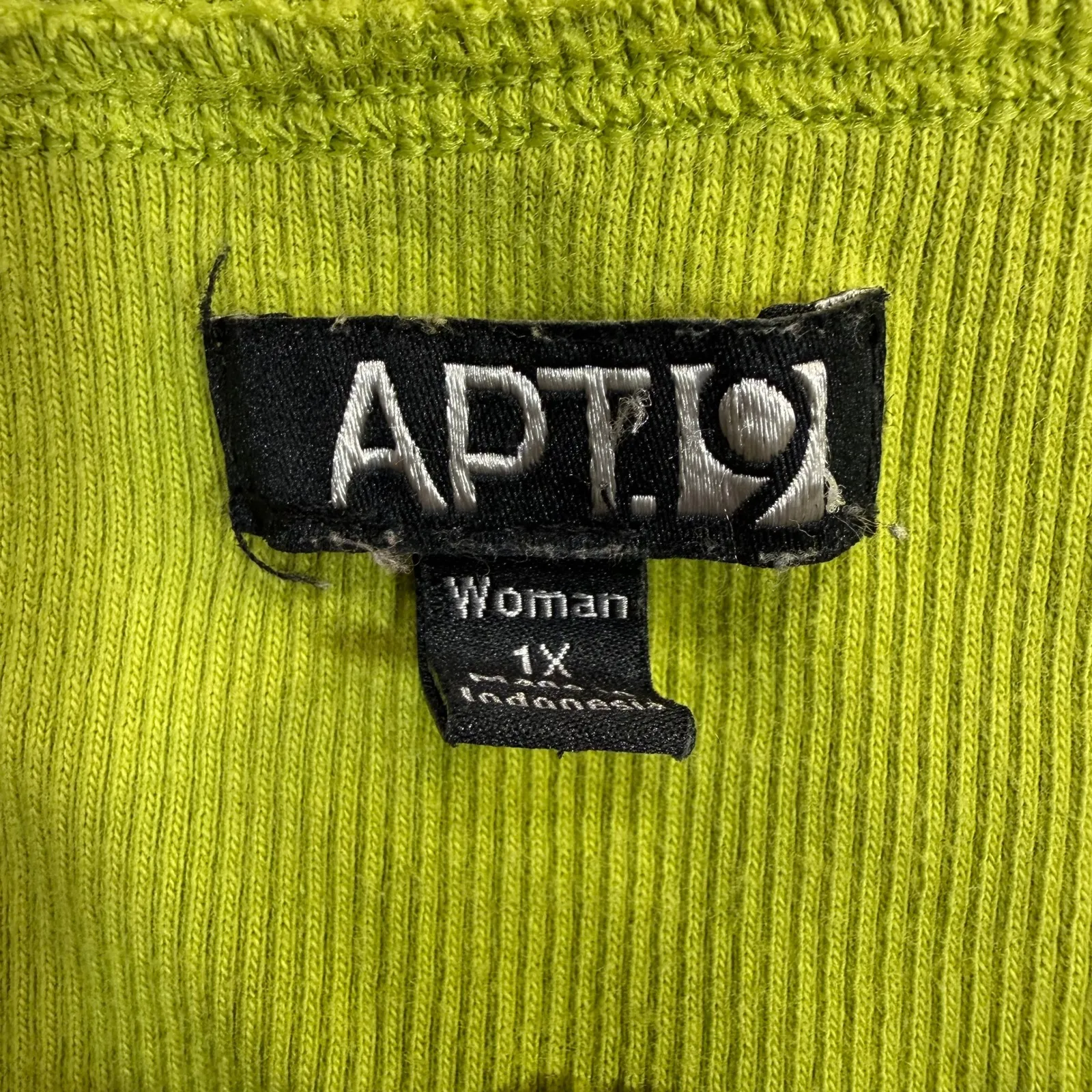 APT 9 1X Tank Top Lime Green Ribbed Knit Lace Trim Y2K Cottagecore Boho Fairy - Image 6