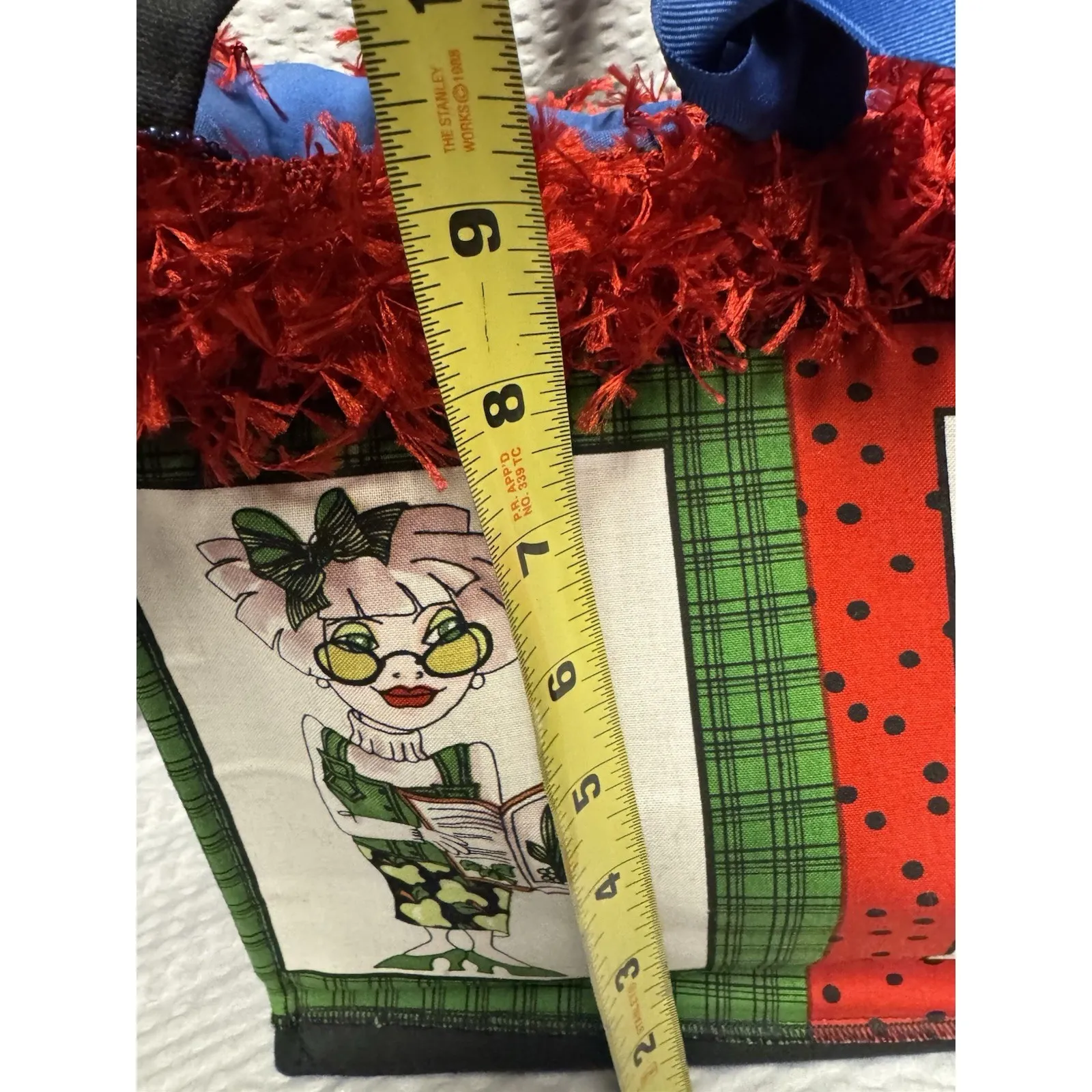 Handmade Purse Priss Novelty Tote Whimsical Women Panels w/red eyelash trim - Image 16