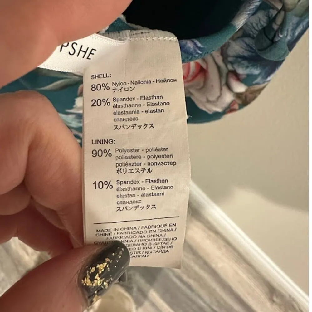 Cupshe Floral Lace Up One Piece Swimsuit Green / Teal Floral Large - Image 9