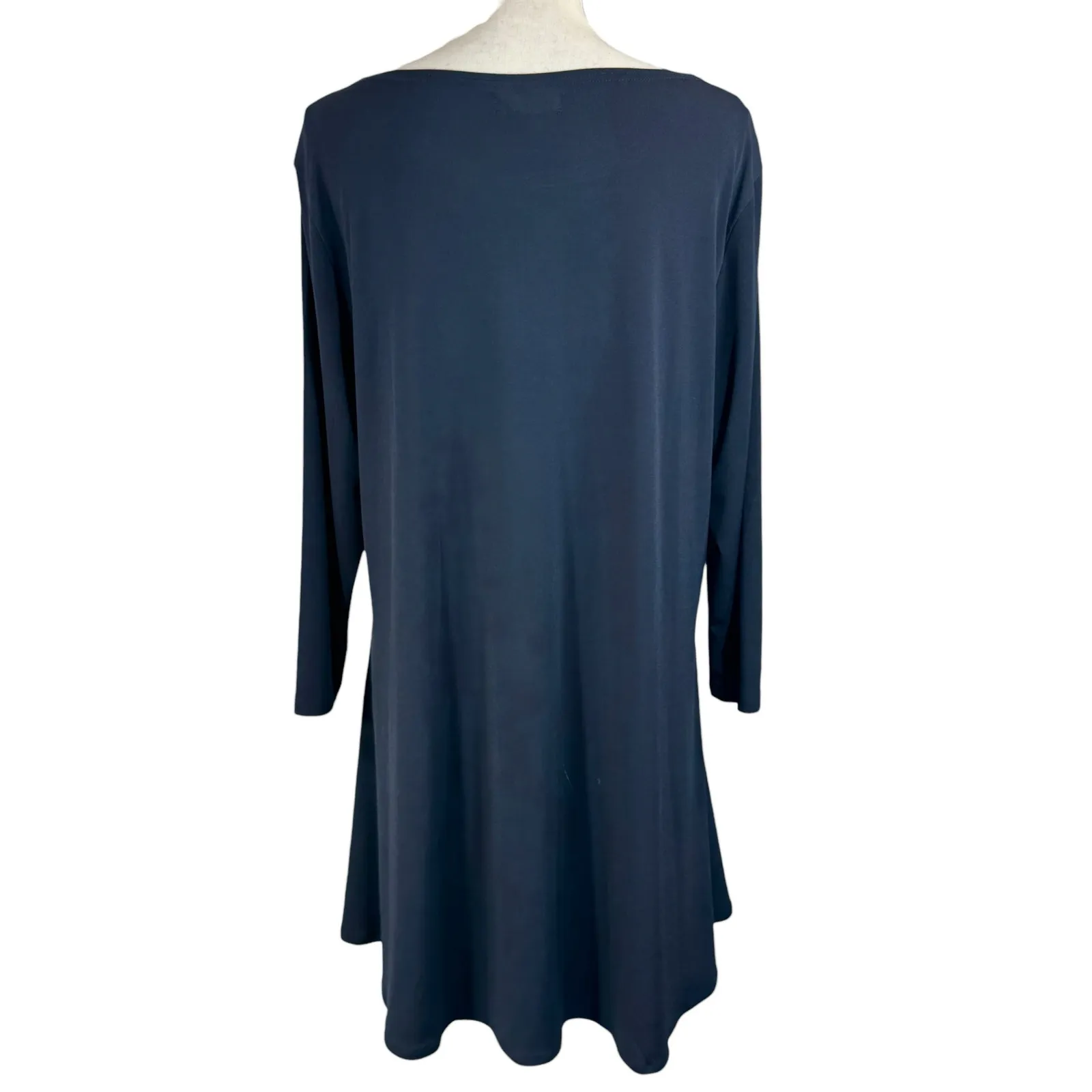 Alfani XX-Large Tunic Top Stretch Shark-Bite Hem 3/4 Sleeves Boat Neck Navy Blue - Image 4
