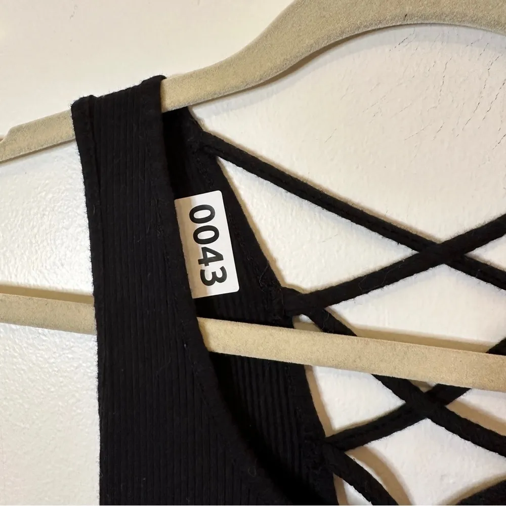 Ambience Bodycon Lace Up Dress Short Cotton Womans S Black - Image 11