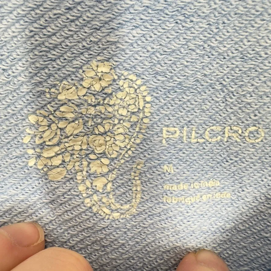 Pilcro Light Blue Cotton Blend Long Sleeve Ruffle Cuff Sweatshirt Top Women's M - Image 5