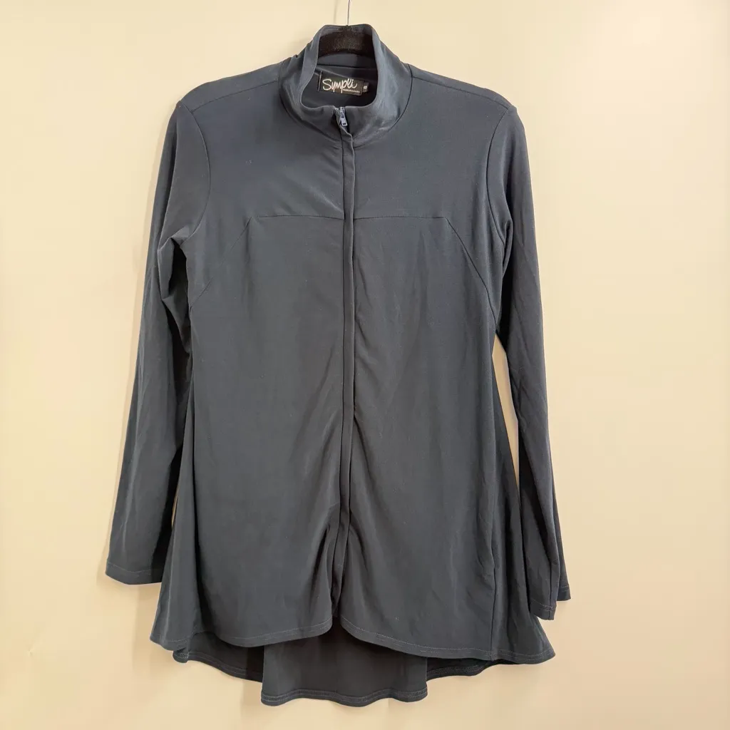Sympli Navy Blue Zip Front Swing Jacket Size 8 Made in Canada Minimalist jersey - Image 3