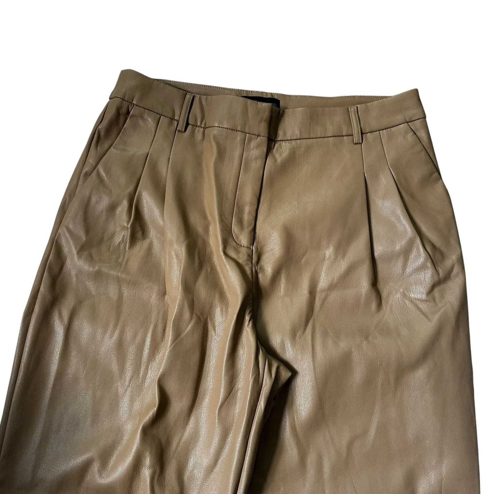 House of Harlow 1960 Camel Wide Leg Faux Leather Pants Women's Size 12 | 31 - Image 4