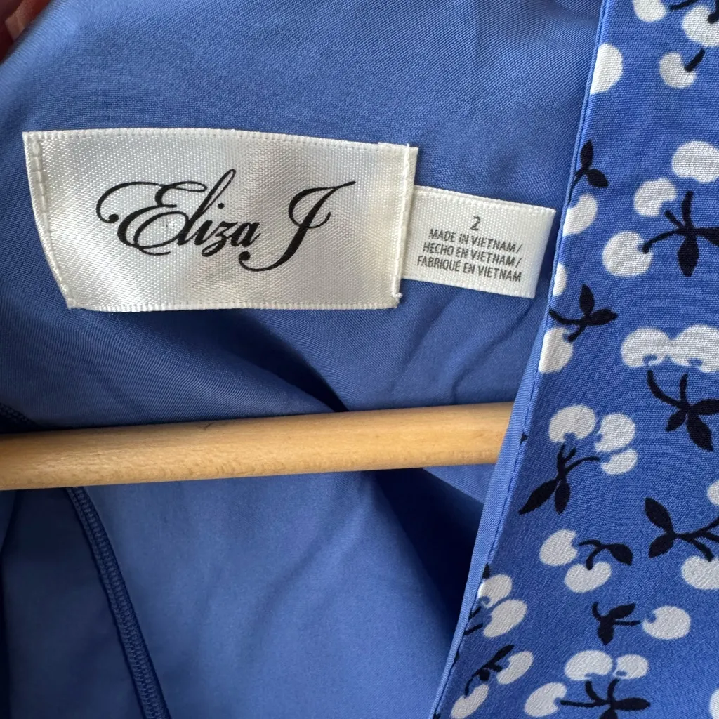 Eliza J Floral Print Long Sleeve Ruffle Mini Dress Blue Size 2‎ - Image 3