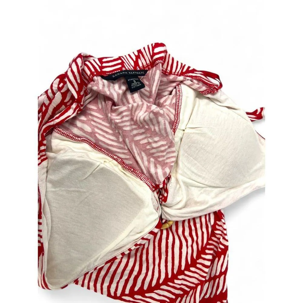 NWT Banana Republic S Sleeveless Halter Top Tank Bamboo Open Back Women's Red - Image 3