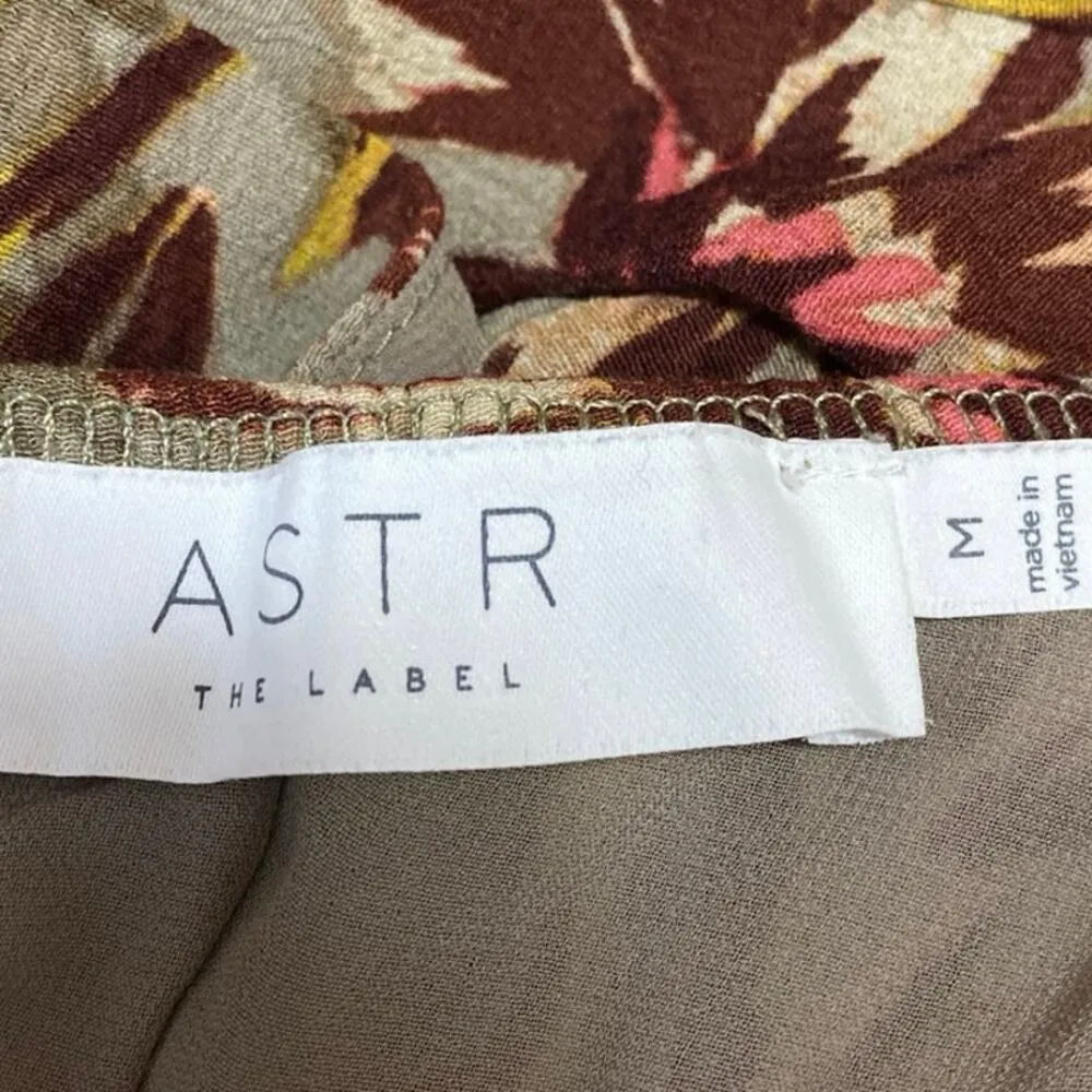 ASTR The Label Beige Floral One Shoulder Ruffle Tropical A Line Mini Dress Sz M - Image 4