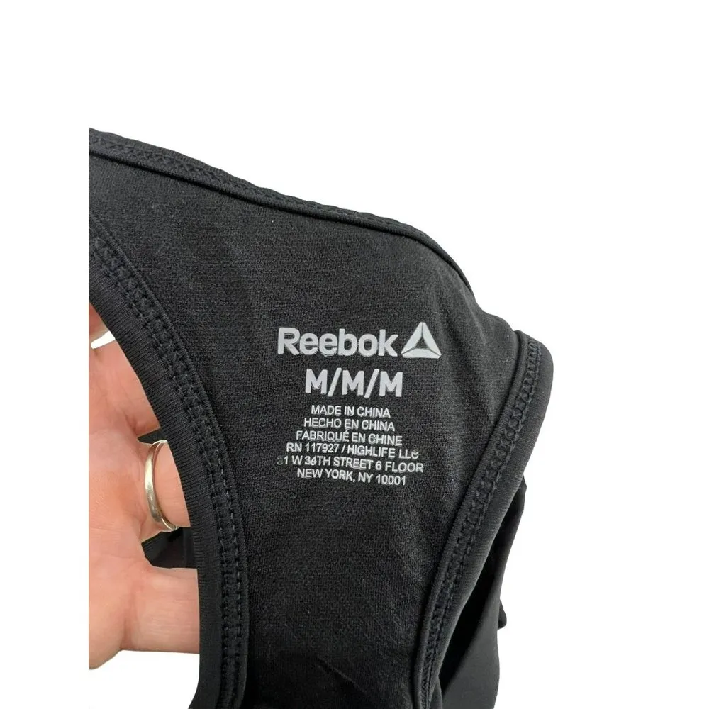 Reebok Black Logo Racerback Sports Bra Womens Medium - Image 4
