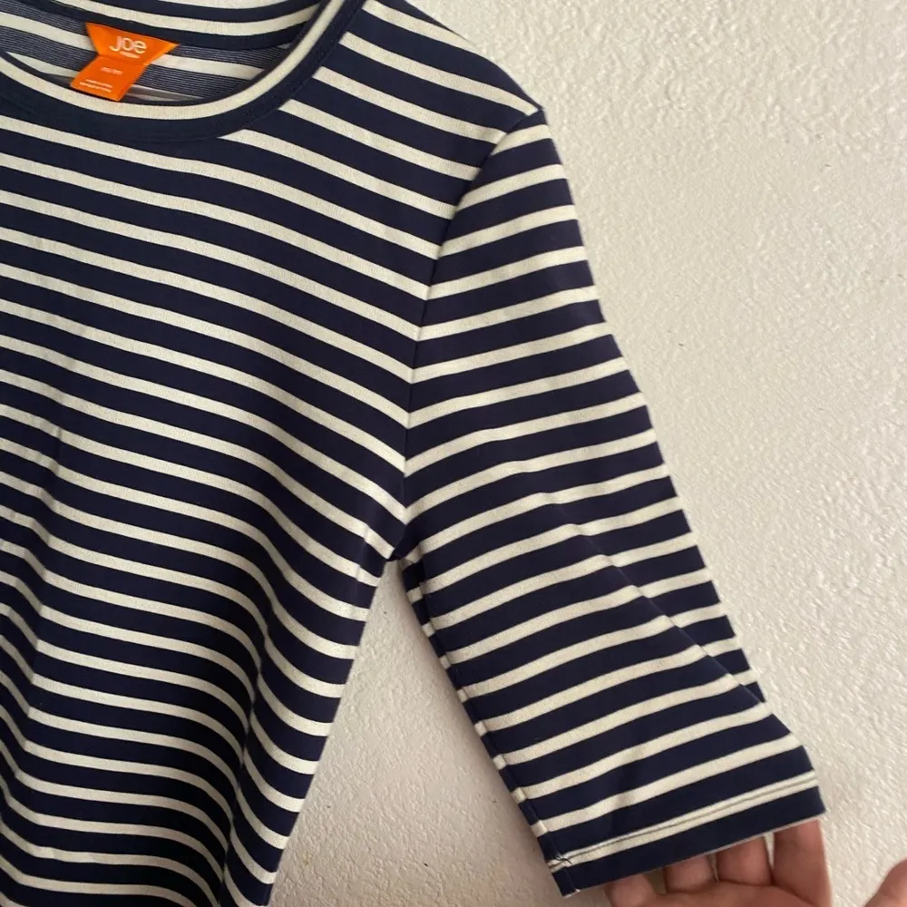 JOE Fresh Striped Shirt Dress Navy and White M Blue Size M - Image 4