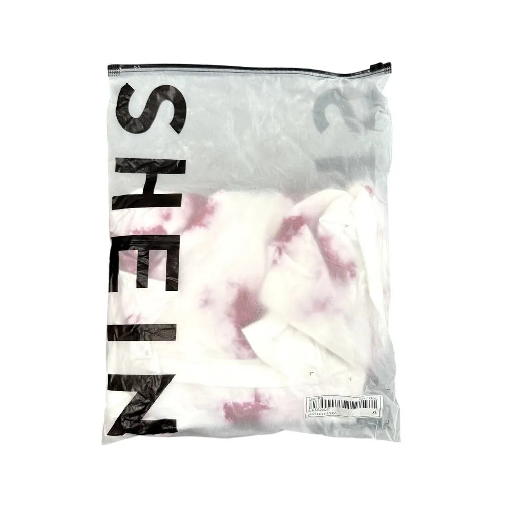 Woman's 2 Piece Top and Shorts Tie Dye Pajama Set in White/Red, Size XL - Image 3