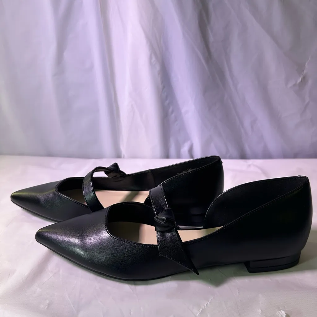 Nine West Black Pointed Flats with Bow - Image 6