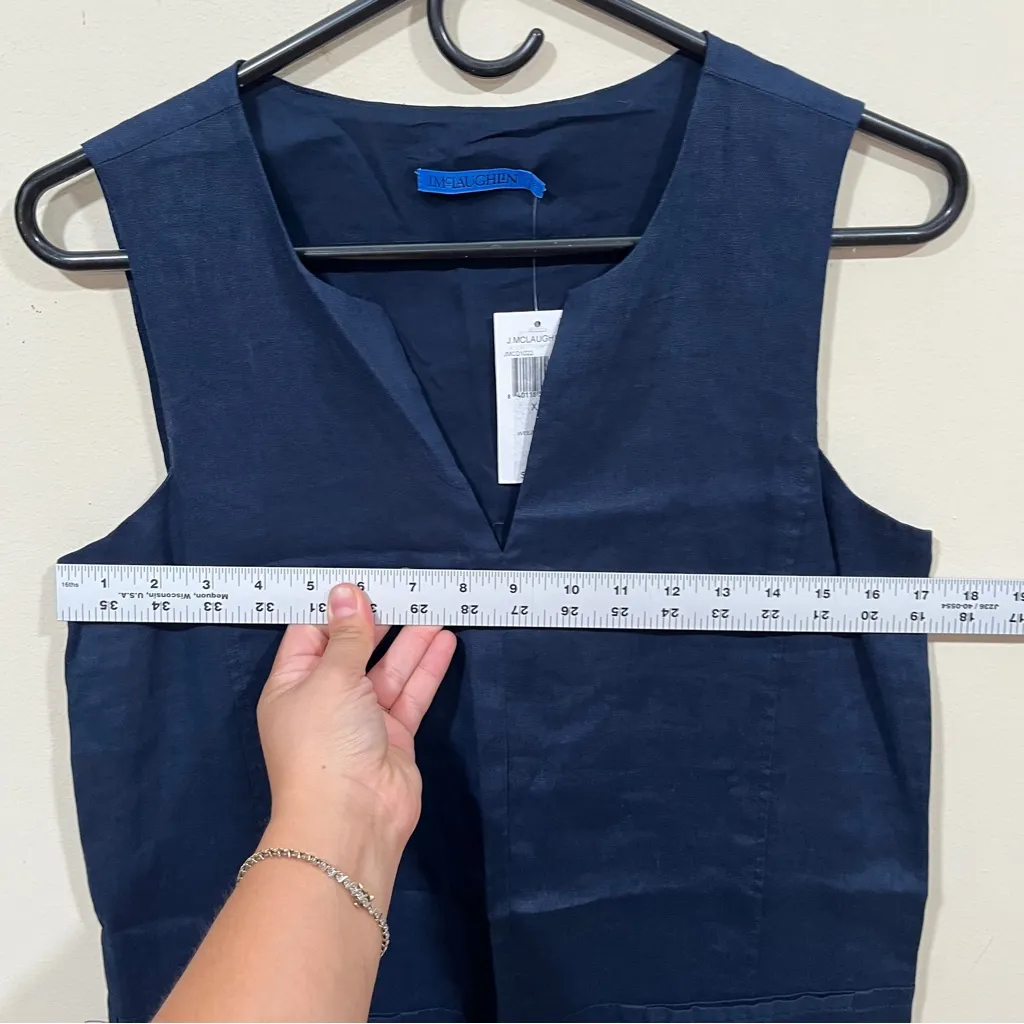 NWT NWT J. McLaughlin Weezie Navy 100% Linen Sheath Dress size XS 1647 - Image 7
