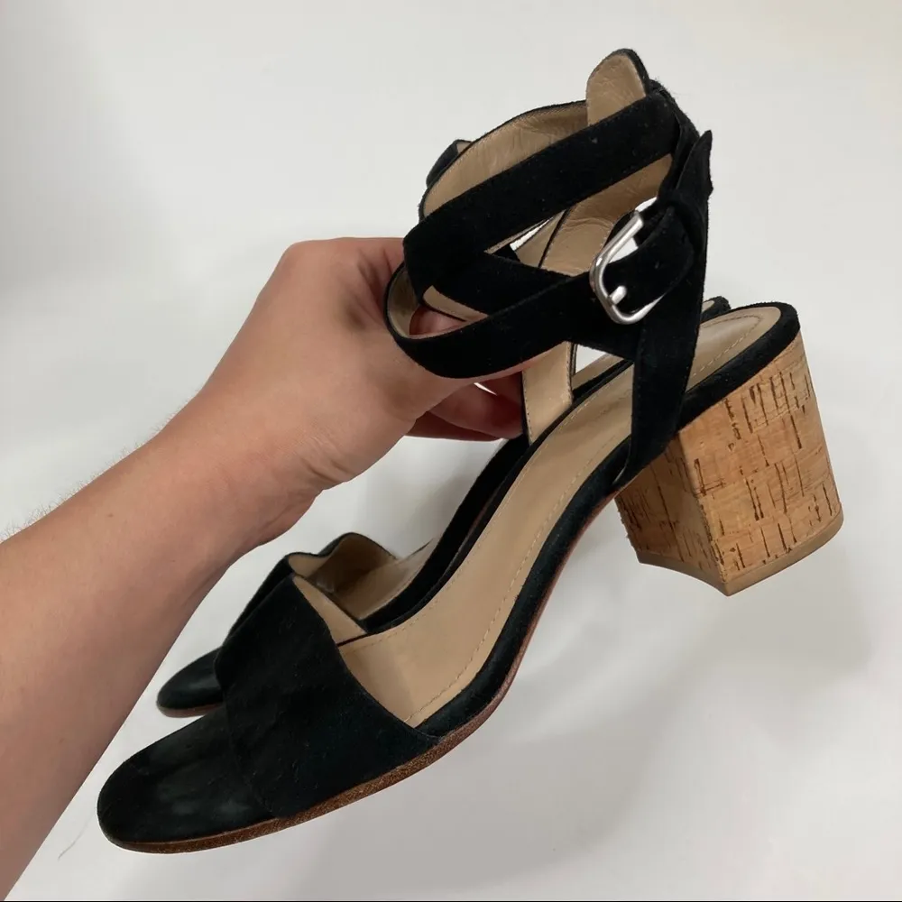 Pour la Victoire | Black Strappy Cork Heels 7.5 - Image 6
