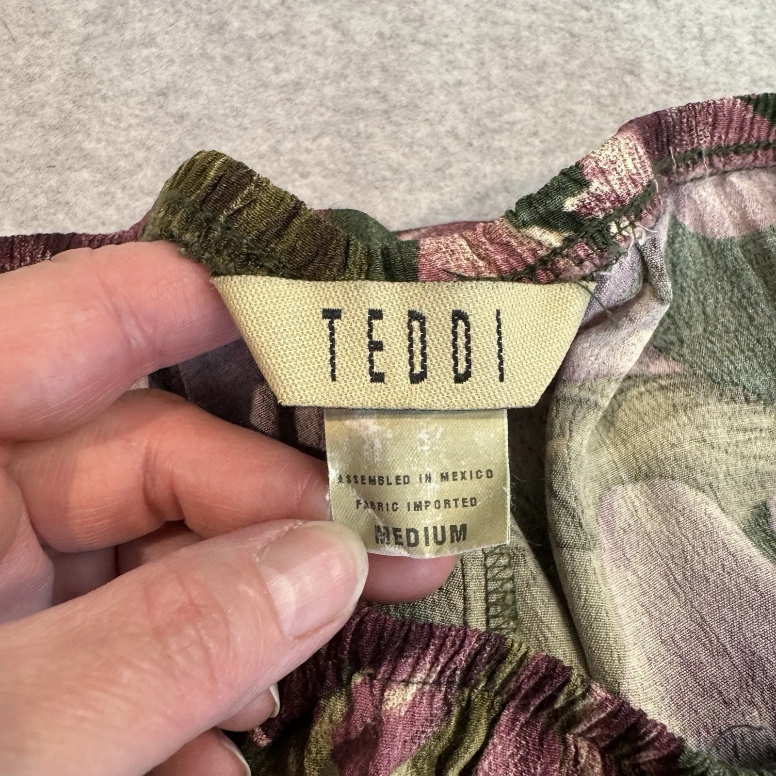 Vintage Teddi Drawstring Skirt Medium Green Purple Tropical Island Resortwear - Image 7