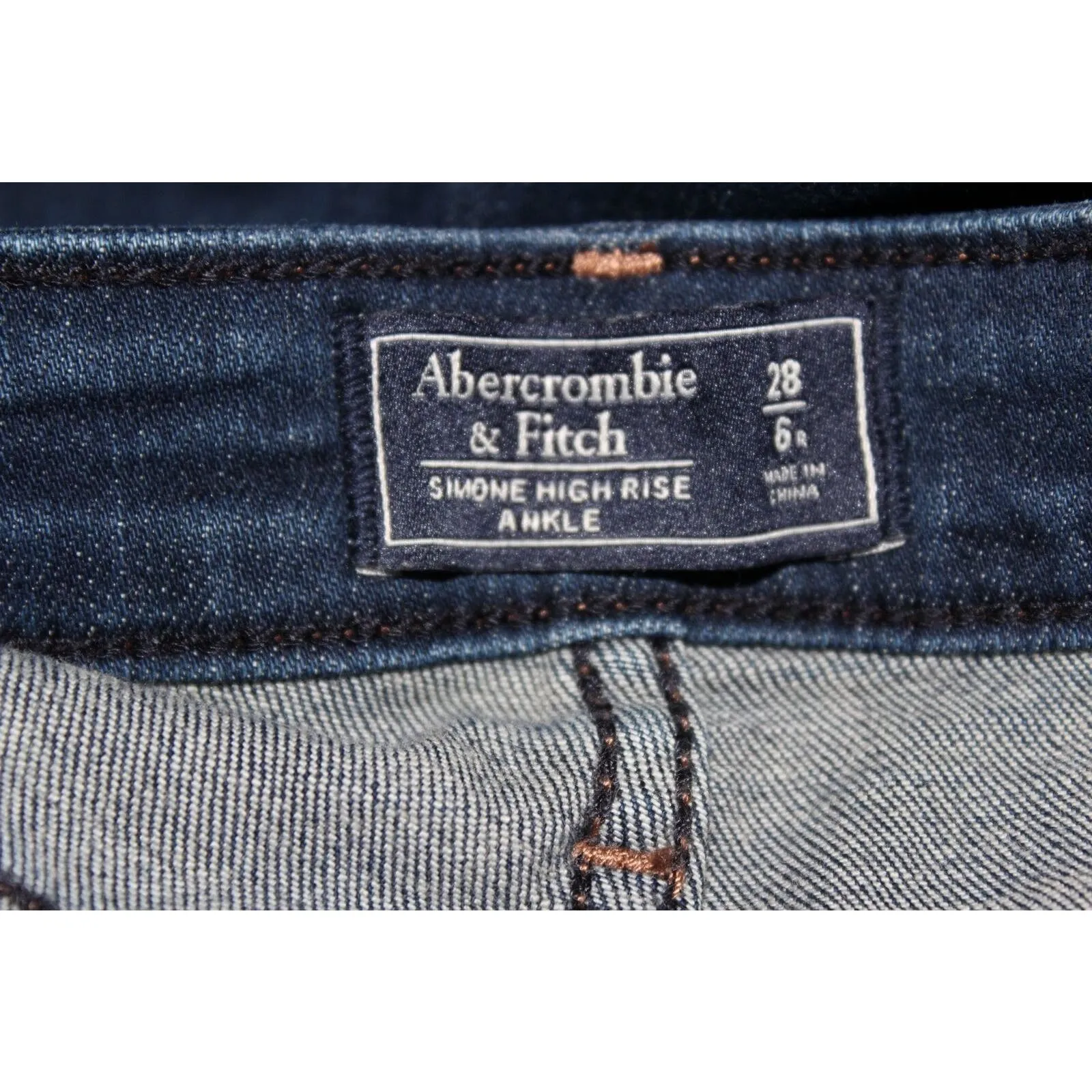 Abercrombie & Fitch Simone High Rise Ankle Jeans Side Stripe‎ Dark Blue 28 - Image 3