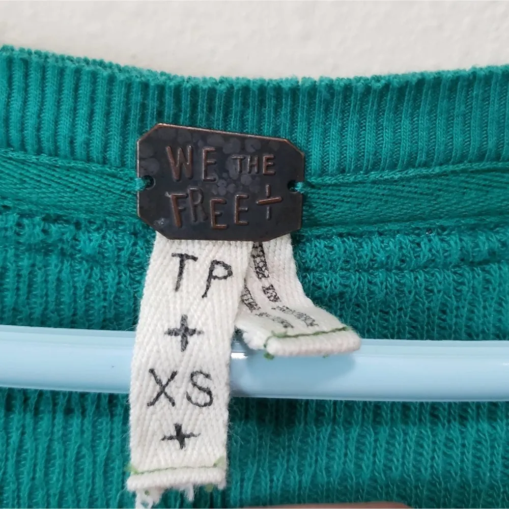 We The Free Chevron Embroidered Thermal Scoopneck Long Sleeve Henley Shirt XS - Image 5