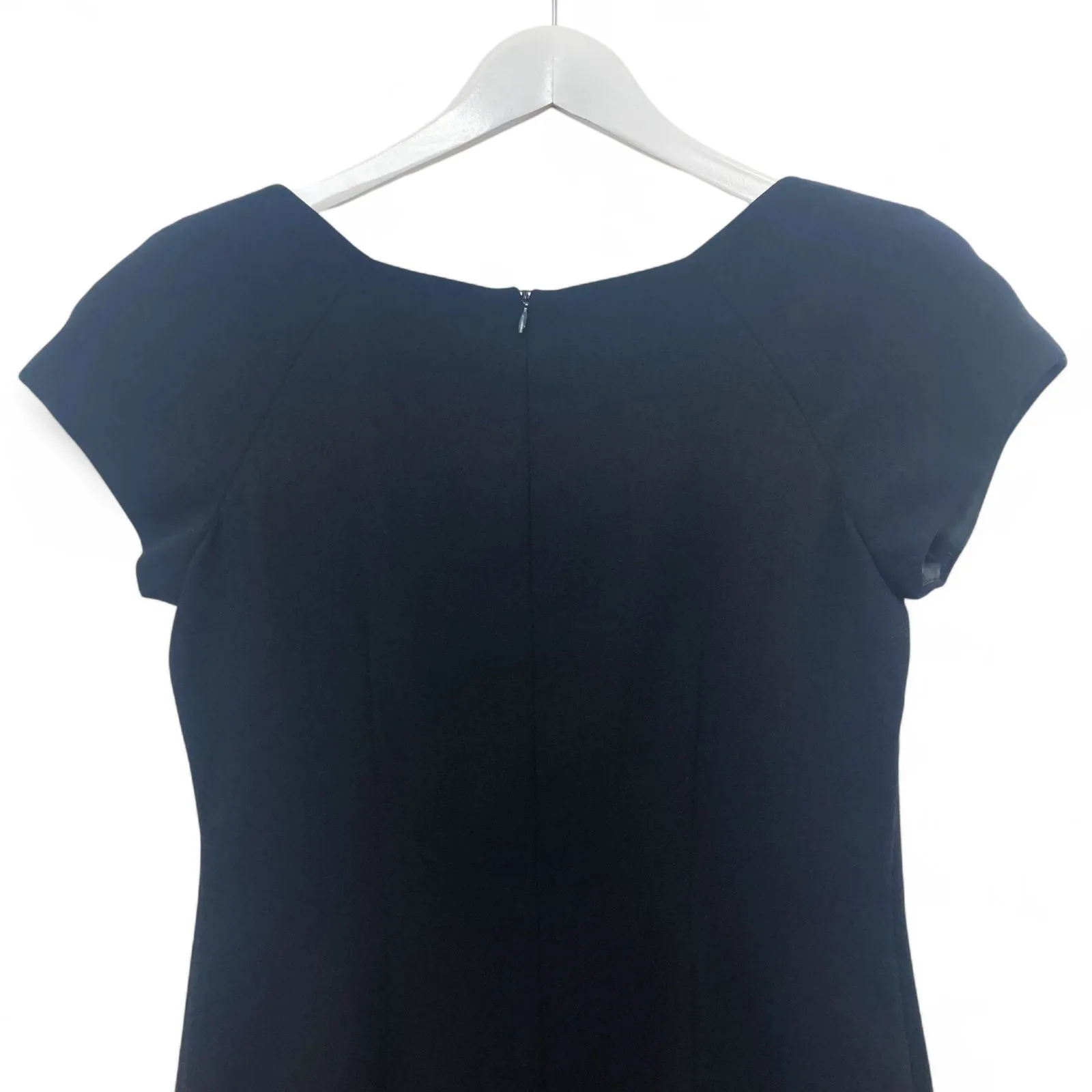 Virgo Black Sheath Dress 6 Petite Scalloped Sweetheart Neck Party Elegant Size 6P - Image 5