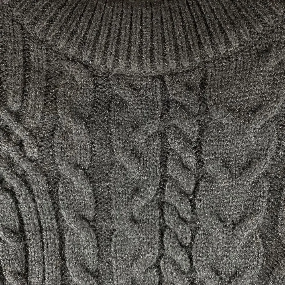 VOX LUX Black Cable Knit Crew Neck Sweater Size Small - Image 4