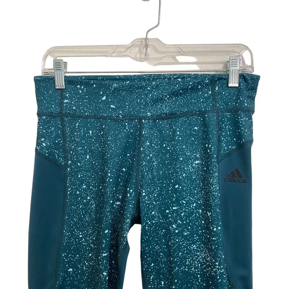 Adidas Climalite Green Mid-Rise Leggings Sz M - Image 3