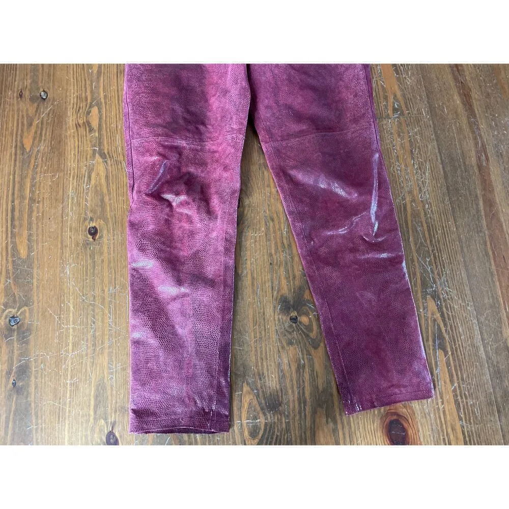 Vintage Margaret Godfrey High Rise Burgundy/Red 100% Leather Suede Pants, sz 12 Red - Image 4