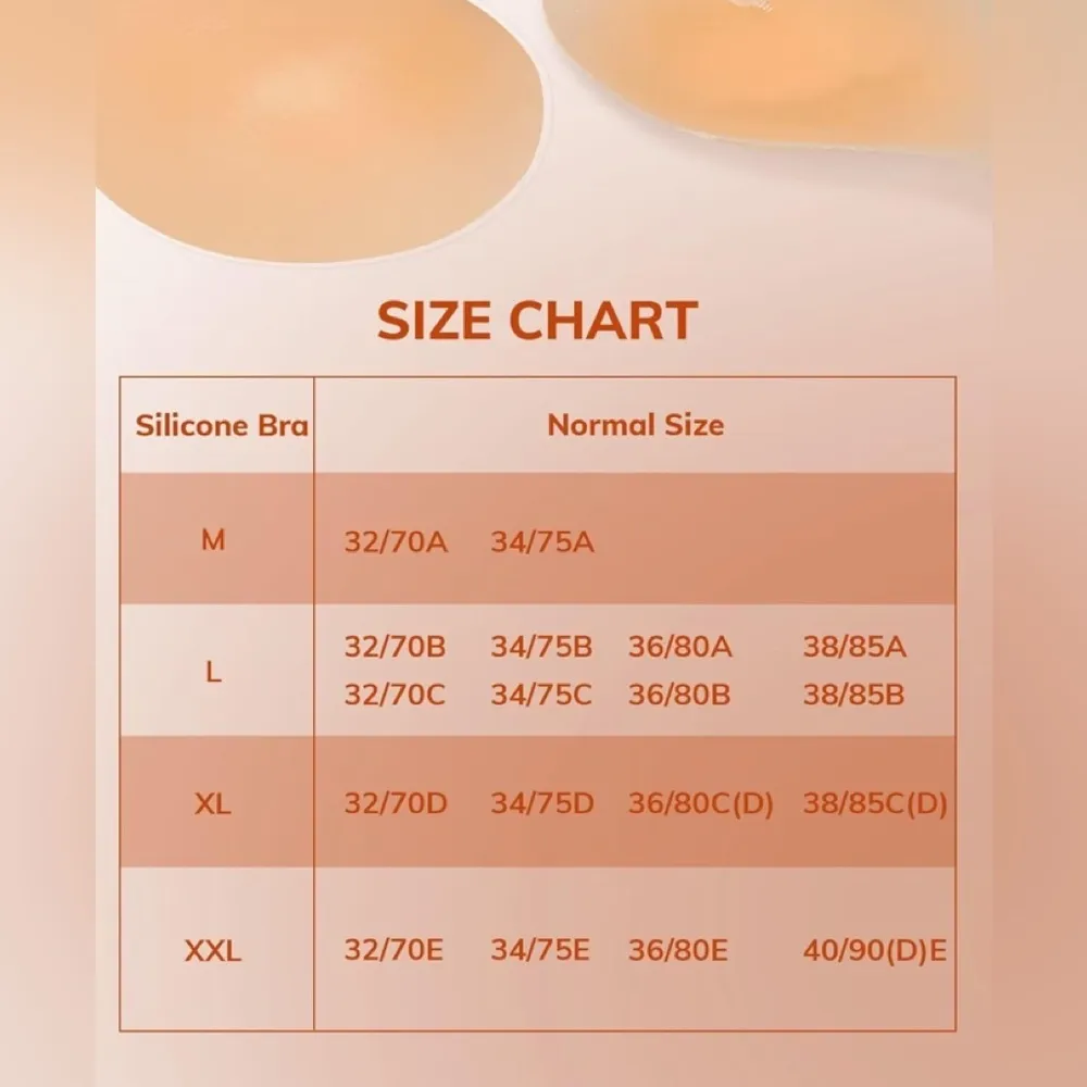 Stick On Bra Invisible Boost Strapless Backless Silicone Sz E 2 Sets Reusable - Image 5