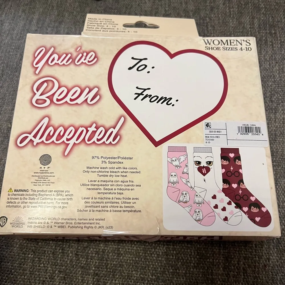 Harry Potter Greeting Box of Sox Valentines Women’s Crew Socks - 3 pcs - Image 4
