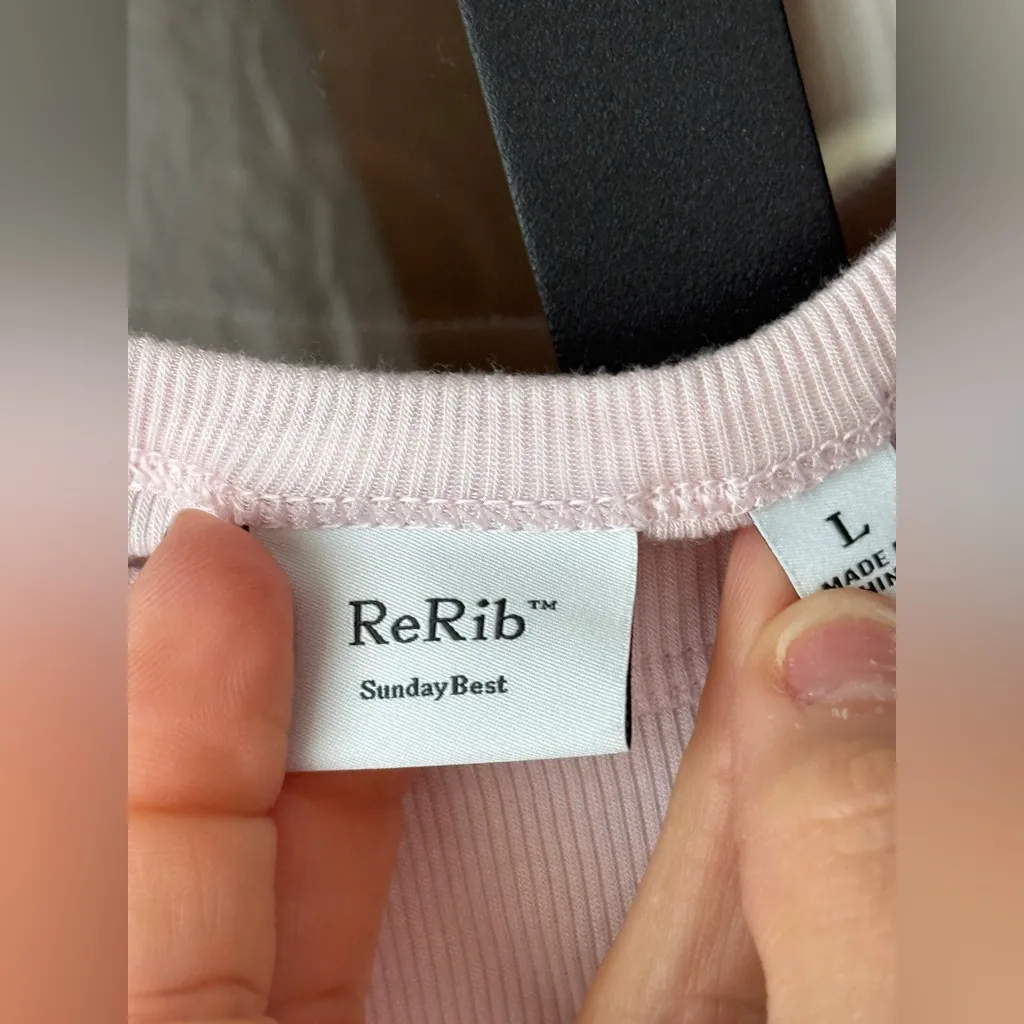 Aritzia Sunday Best ReRib tank top ribbed scoop crop sinch seamless lilac bloom Pink Size L - Image 4