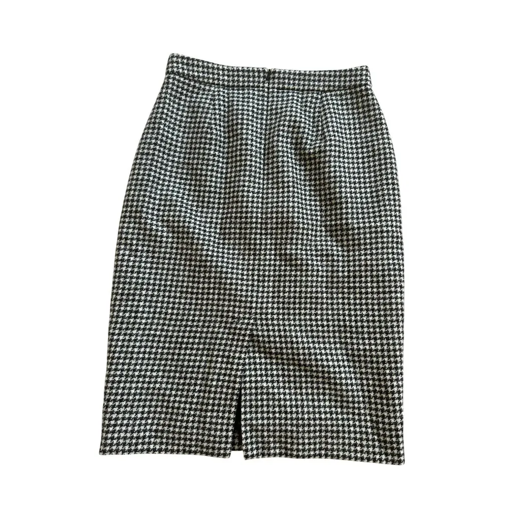 PURE COLLECTION Moon British Wool Houndstooth Pencil Skirt Size 2 Black - Image 6