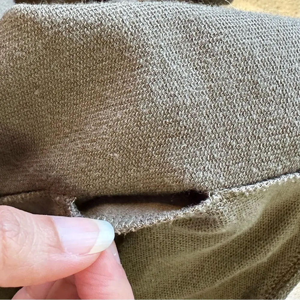 DKNY active olive green open front, belted cardigan, women, no size tag - Image 11