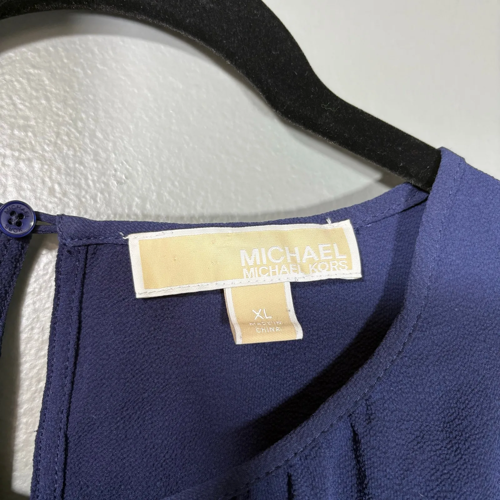 Michael Michael Kors Women's Blue Grommet Studded Boho Peasant Blouse - Image 4