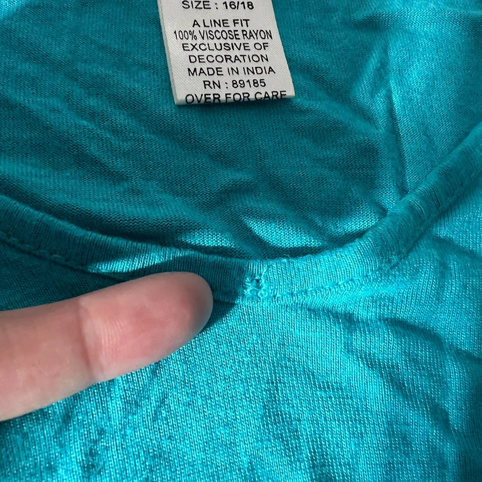 Ulla Popken Tunic Top Womens 16/18 Blue Lace Trim 3/4 Sleeve V - Image 7