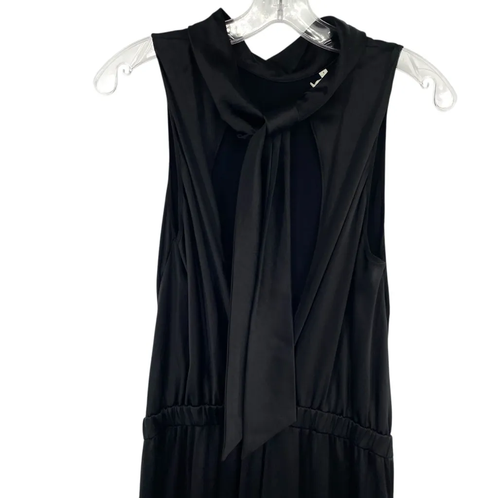 Vince Black Sleeveless Satin Wide Leg Cropped Jumpsuit - Image 7