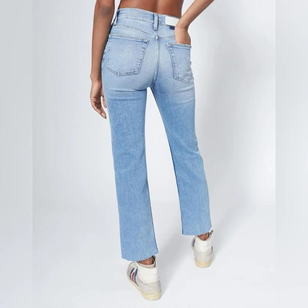 RE/DONE 70s Stove Pipe High Rise Straight Crop Jeans in Light Stone Size 26 - Image 8