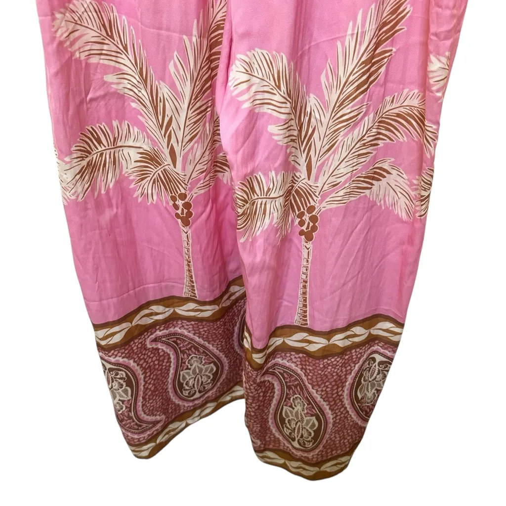 Maison D’Amélie Pink Palm Wide Leg Resort Pants M Boho Beachy Vacation NWT Size M - Image 5