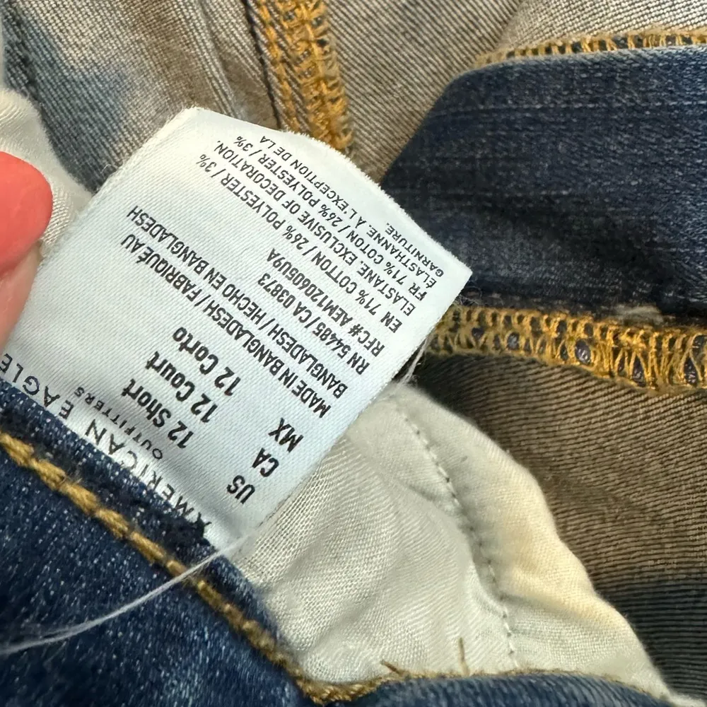 American Eagle Curvy High Rise Jeggings Sz 12 SHORT Medium Wash Stretch Denim - Image 14