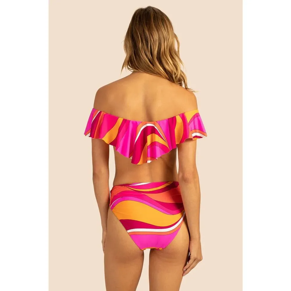 NEW Trina Turk Vivid Vista Ruffled Shoulder Bikini Top & High Bottom Size 6 $186 - Image 3