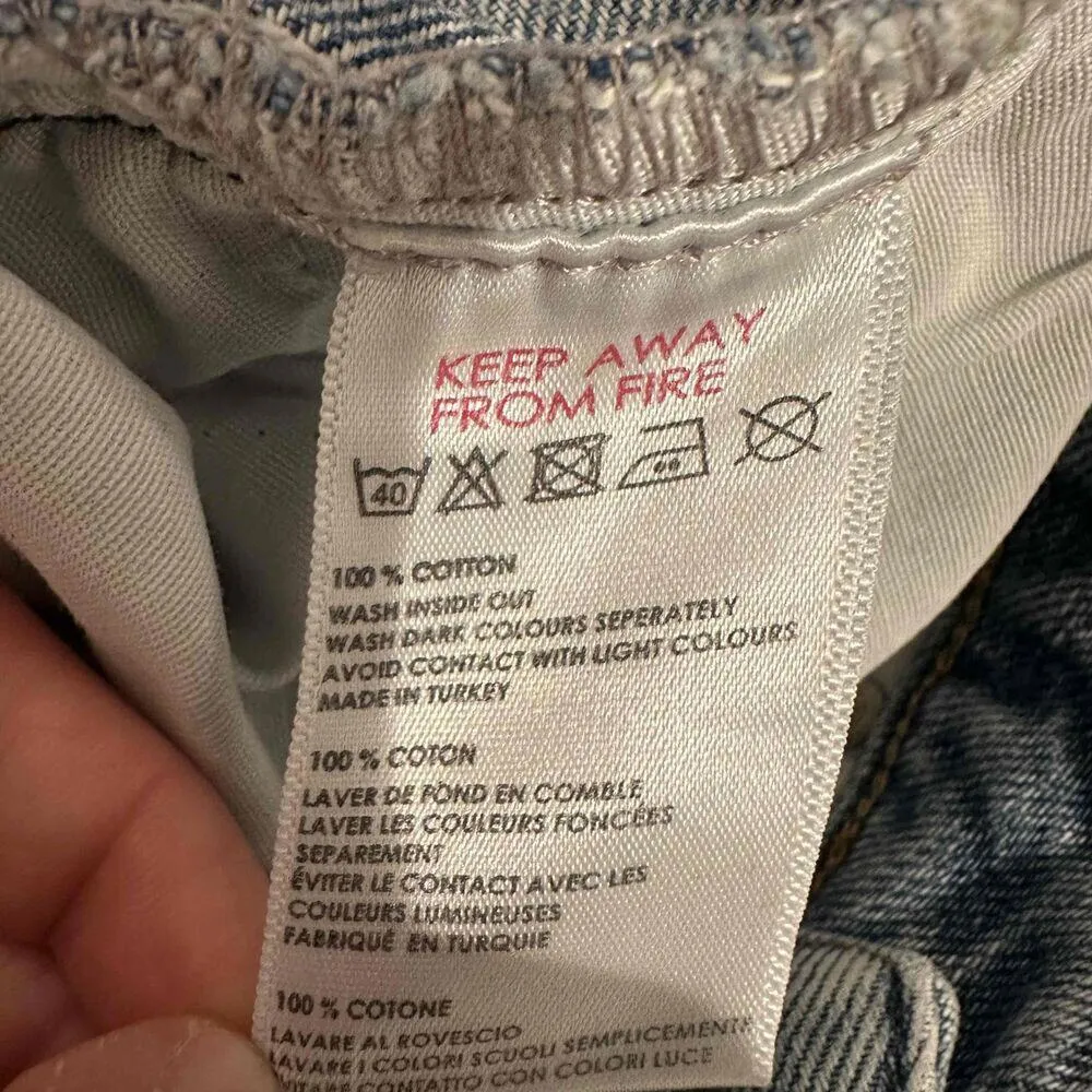 BDG Womens Blue Light Wash Distressed Mom Fit Straight Leg High Rise Jeans Sz 25 - Image 7