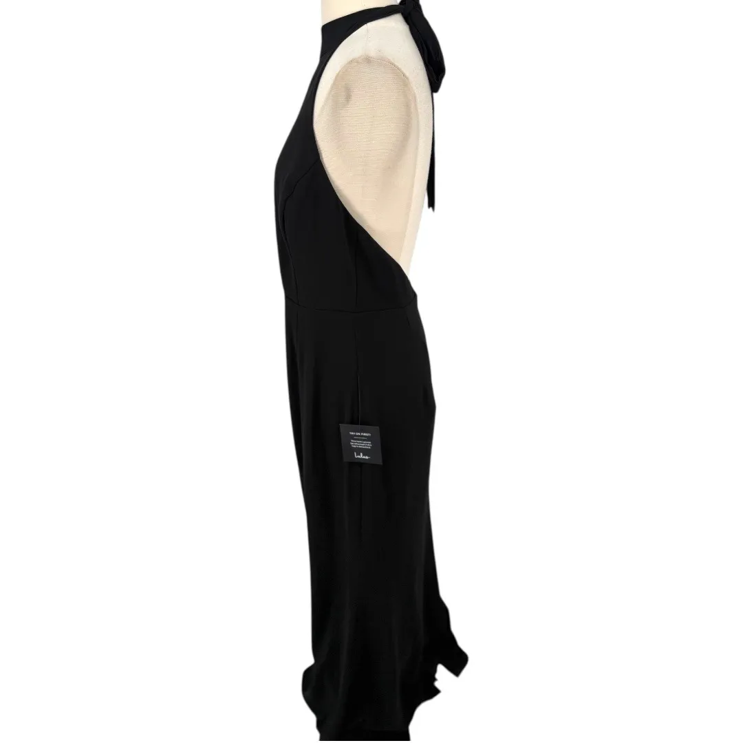 NWT Lulus Captured Your Heart Black Halter Maxi Dress High Slit Formal Sz Large - Image 6