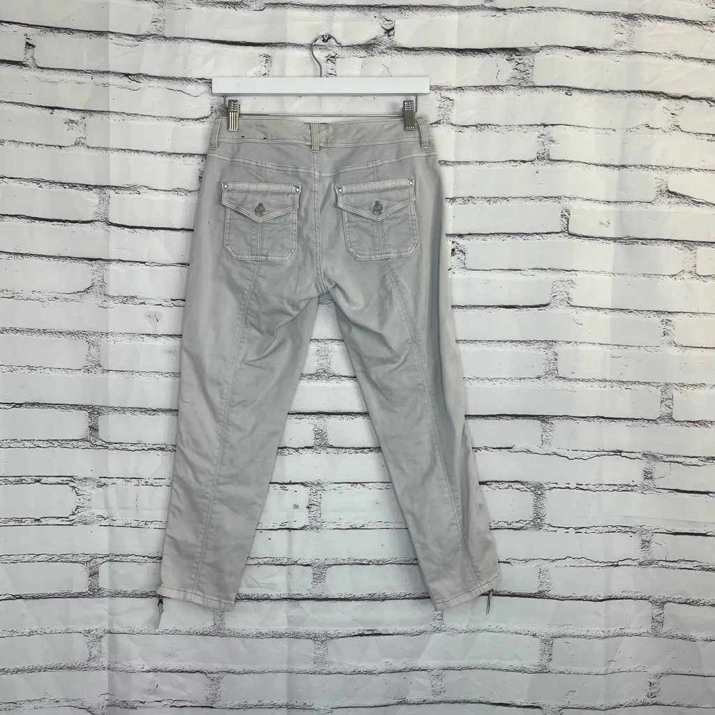 White House Black Market Slim Crop Pants Women’s 2 Gray Moto Zip Stretch Utility - Image 10