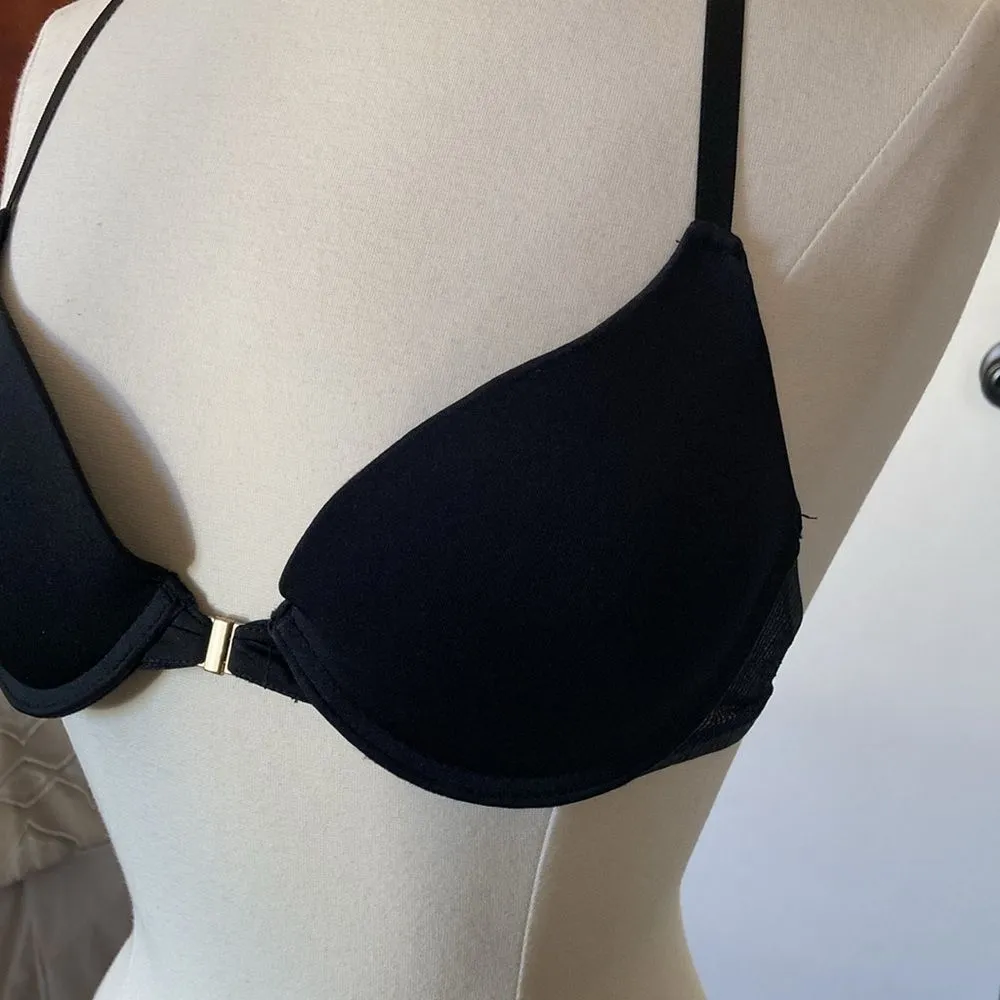 Vince Camuto‎ Black Lace Front Closure Bra 34B Racerback Feminine - Image 7