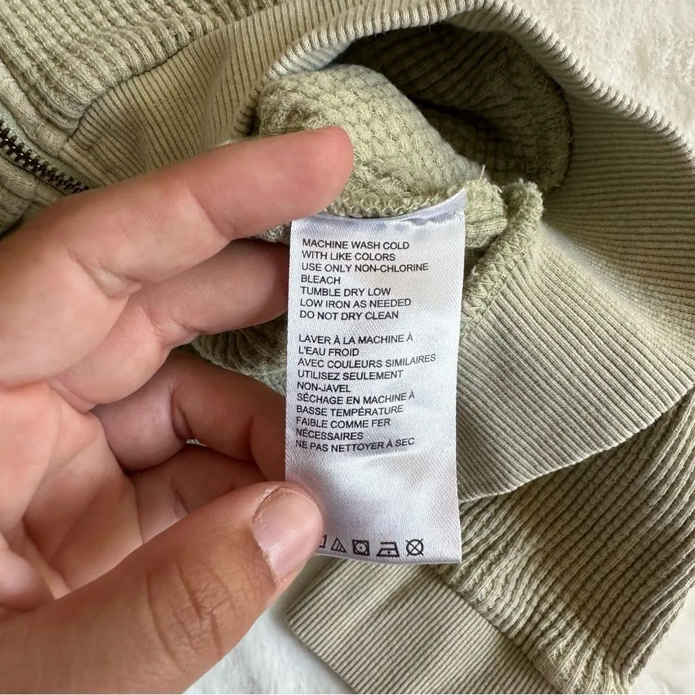 BDG Urban Outfitters Green Waffle Knit Zip Up Sweatshirt Size Small - Image 7