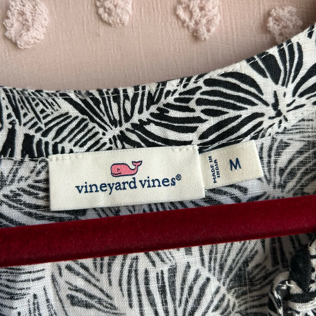 Vineyard Vines Palms‎ Vineyard Tunic  Dress 100% Linen Sz M Black White - Image 3