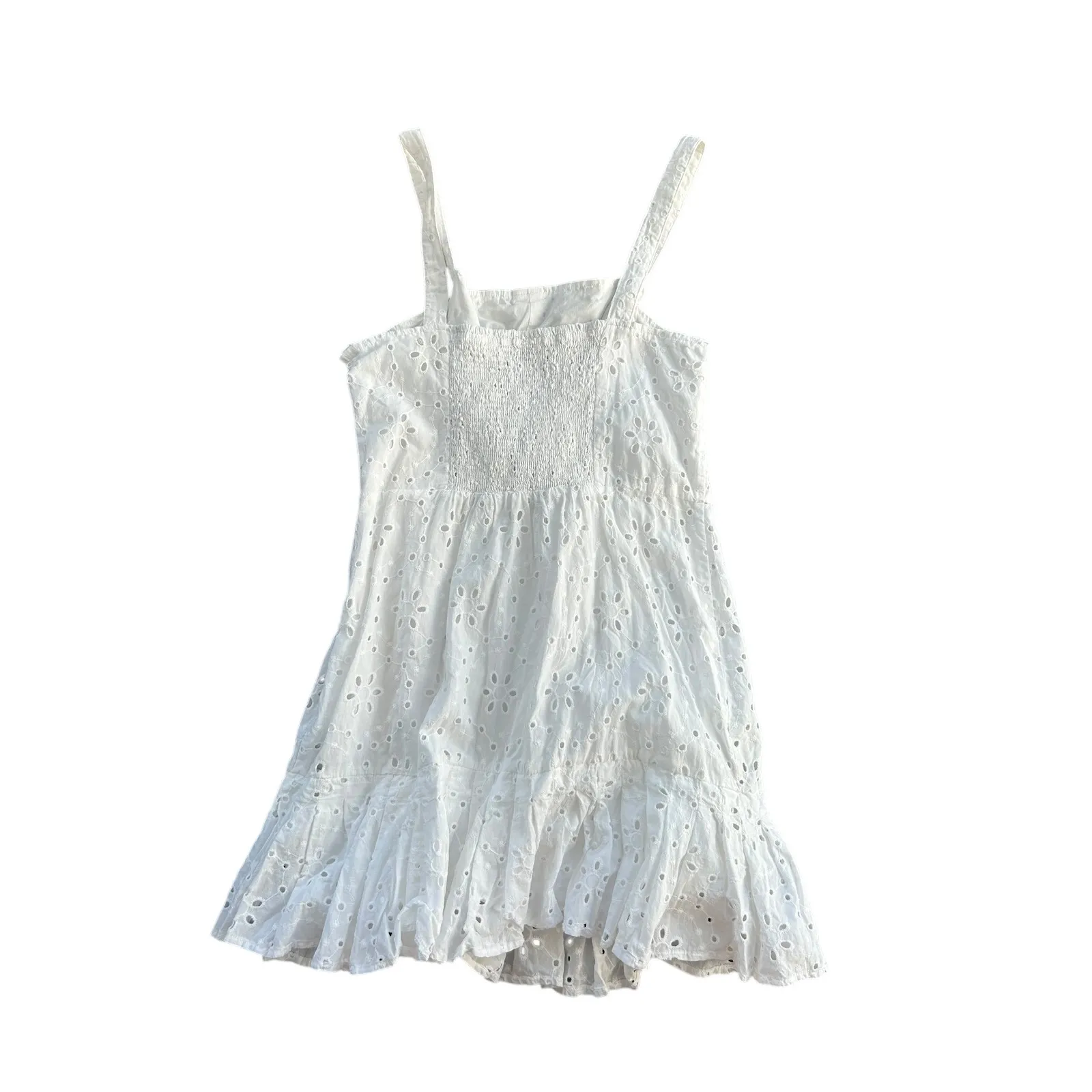 Alexis for Target White Eyelet Sleevless Pleated Mini Dress Ruffle Summer Casual - Image 8
