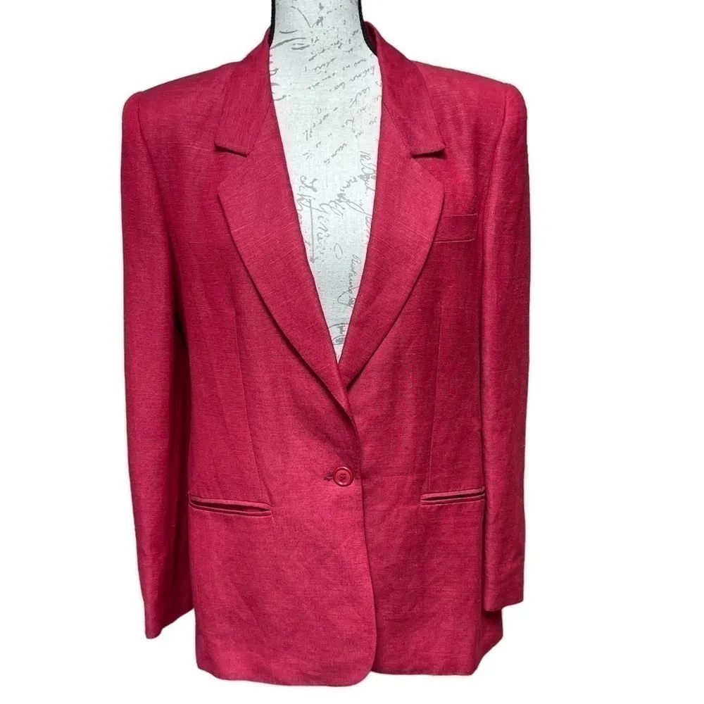 Vintage Y2K Giorgio Sant'Angelo Collectable Gold Red Linen blazer Red Size 6 - Image 2