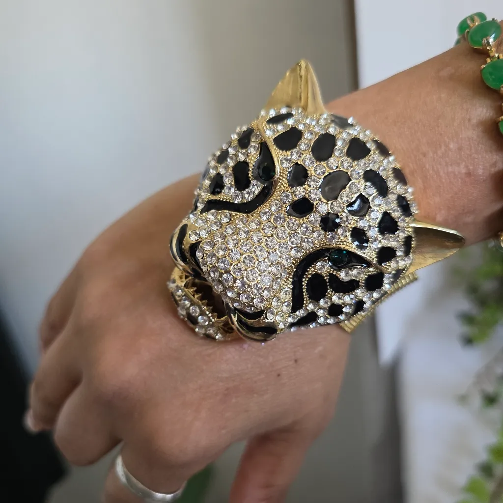 Wow! Large Statement Gold Leopard Bracelet - Image 7
