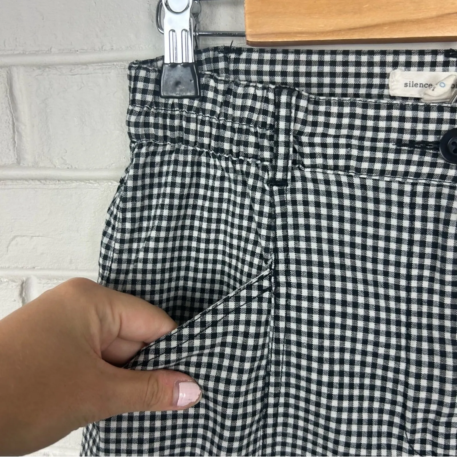 Silence & Noise Urban Outfitters Black White Gingham Plaid Pants Size 0 - Image 7