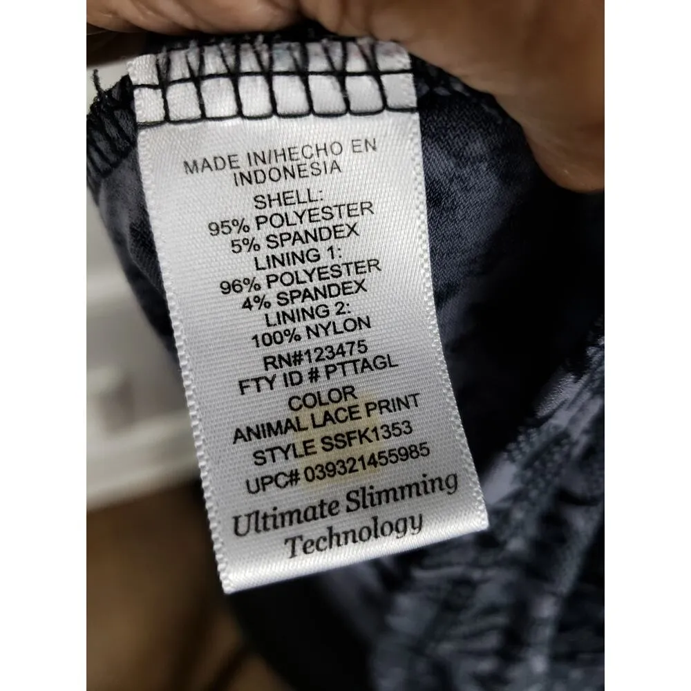 Slim Fabulous Tunic Top Women M Black Gray Animal Lace Print Stretch Fit Size M - Image 8