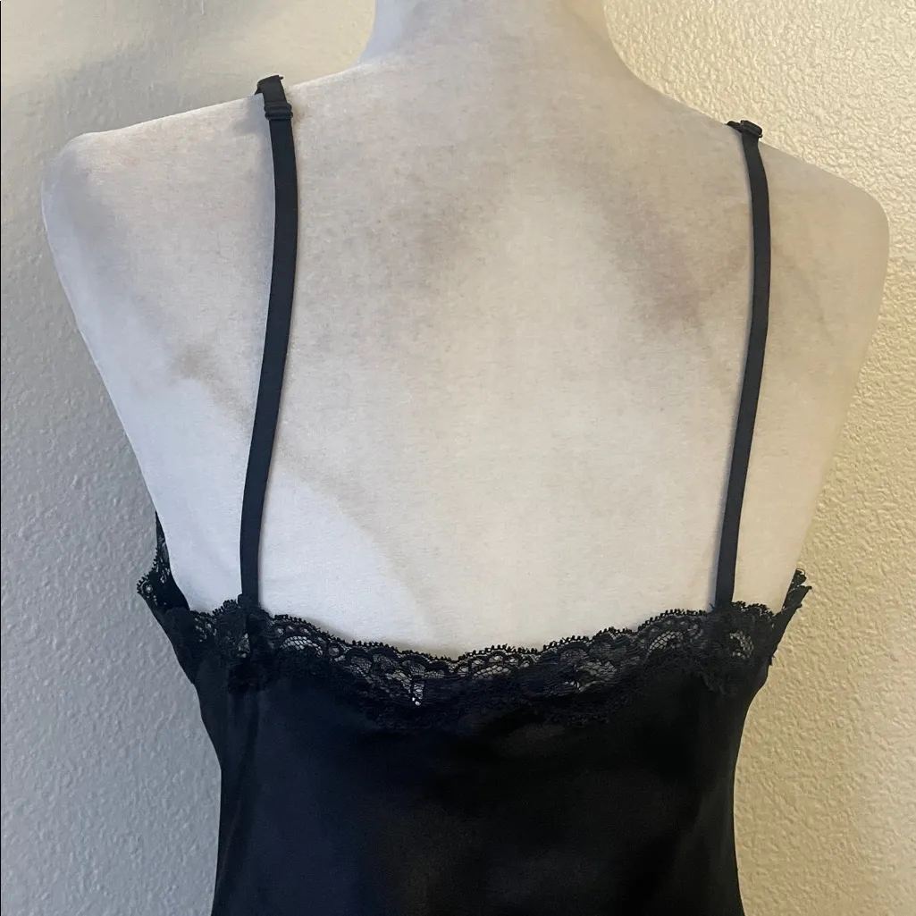Victoria's Secret Tease Satin Lace Trim Mini Slip Gown S *Black* Vintage - Image 7